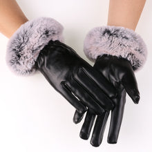 Load image into Gallery viewer, Women&#39;s Elegant Warm  Touch Screen  faux fur &amp; Leather Gloves
