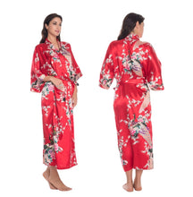 Load image into Gallery viewer, Women&#39;s Oversize Kimono Robe with Peacock and Blossoms Printed Kimono Nightgown
