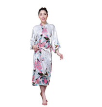 Load image into Gallery viewer, Women&#39;s oversize  Peacock and Blossoms Printed Kimono Nightgown pajama robe
