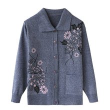 Load image into Gallery viewer, Women‘s  Lapel floral cardigan knitted casual loose fit causal sweater coat
