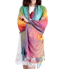 Load image into Gallery viewer, Women‘s silky Colorful vintage Paisley pattern Pashmina Shawl/Wrap/Stole
