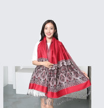 Load image into Gallery viewer, Women&#39;s warm pashmina paisley pattern Shawl Wrap Scarf w/Fringe
