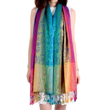 Load image into Gallery viewer, Women‘s silky Colorful vintage Paisley pattern Pashmina Shawl/Wrap/Stole
