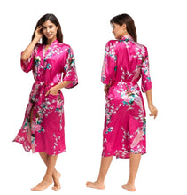 Load image into Gallery viewer, Women&#39;s Oversize Kimono Robe with Peacock and Blossoms Printed Kimono Nightgown
