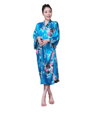 Load image into Gallery viewer, Women&#39;s oversize  Peacock and Blossoms Printed Kimono Nightgown pajama robe
