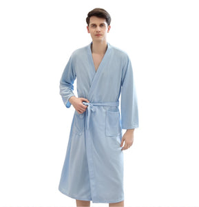 Unsex Solid long sleeve V-neck waffle pattern Kimono  Bathrobe Sleepwear  House Spa Long,