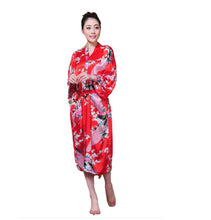 Load image into Gallery viewer, Women&#39;s oversize  Peacock and Blossoms Printed Kimono Nightgown pajama robe
