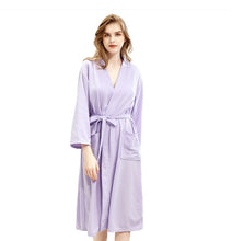 Load image into Gallery viewer, Unsex Solid long sleeve V-neck waffle pattern Kimono  Bathrobe Sleepwear  House Spa Long,
