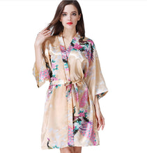 Load image into Gallery viewer, Women&#39;s oversize  Peacock and Blossoms Printed Kimono Nightgown pajama robe
