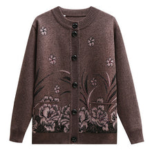 Load image into Gallery viewer, Women&#39;s Turtleneck  oriental style Orchids knitted  cardigan  casual Sweater
