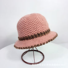 Load image into Gallery viewer, Women Warm Crocheted  Bucket caps two layer fleece lining cloche hats
