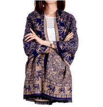 Load image into Gallery viewer, Women&#39;s warm elephant  pattern pashmina Scarf Poncho Shawl Cape
