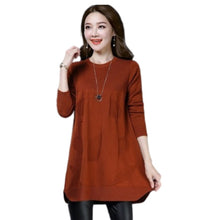 Load image into Gallery viewer, Women&#39;s oversize knit  Long Sleeve Crewneck pull over dress long Sweater
