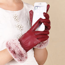 Load image into Gallery viewer, Women&#39;s Elegant Warm  Touch Screen  faux fur &amp; Leather Gloves
