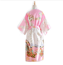 Load image into Gallery viewer, Women&#39;s  Robe with traditional painting of the figures of Japanese ladies Blossoms Printed Kimono Nightgown
