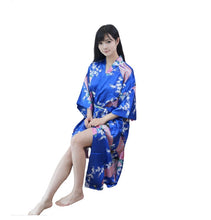 Load image into Gallery viewer, Women&#39;s oversize  Peacock and Blossoms Printed Kimono Nightgown pajama robe
