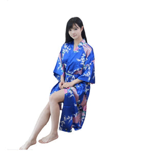 Women's oversize  Peacock and Blossoms Printed Kimono Nightgown pajama robe