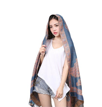 Load image into Gallery viewer, Women&#39;s warm double layer  pashmina peacock  pattern Shawl Wrap Scarf stole  w/Fringe
