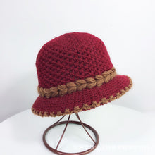 Load image into Gallery viewer, Women Warm Crocheted  Bucket caps two layer fleece lining cloche hats
