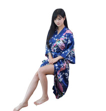 Load image into Gallery viewer, Women&#39;s oversize  Peacock and Blossoms Printed Kimono Nightgown pajama robe
