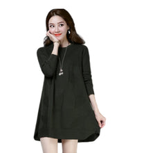 Load image into Gallery viewer, Women&#39;s oversize knit  Long Sleeve Crewneck pull over dress long Sweater
