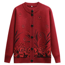 Load image into Gallery viewer, Women&#39;s Turtleneck  oriental style Orchids knitted  cardigan  casual Sweater
