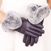 Load image into Gallery viewer, Women&#39;s Elegant Warm  Touch Screen  faux fur &amp; leather(PU) Gloves
