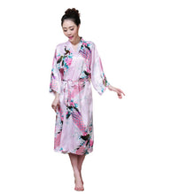 Load image into Gallery viewer, Women&#39;s oversize  Peacock and Blossoms Printed Kimono Nightgown pajama robe
