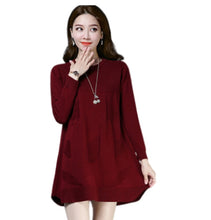 Load image into Gallery viewer, Women&#39;s oversize knit  Long Sleeve Crewneck pull over dress long Sweater
