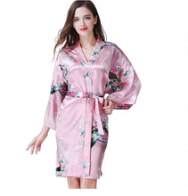 Load image into Gallery viewer, Women&#39;s long Peacock Blossoms pattern kimono Printed  Nightdress robe
