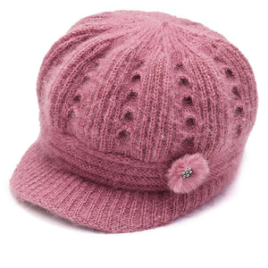 Winter's  fuzzy fleece warm Knitted  hats Rabbits fur solid colors caps,