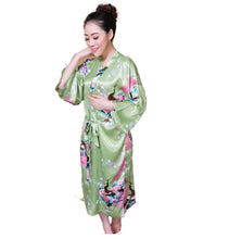 Load image into Gallery viewer, Women&#39;s oversize  Peacock and Blossoms Printed Kimono Nightgown pajama robe
