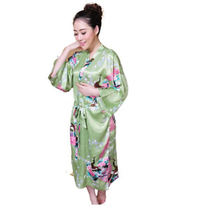 Women's oversize  Peacock and Blossoms Printed Kimono Nightgown pajama robe