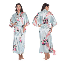 Load image into Gallery viewer, Women&#39;s Oversize Kimono Robe with Peacock and Blossoms Printed Kimono Nightgown
