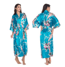 Load image into Gallery viewer, Women&#39;s Oversize Kimono Robe with Peacock and Blossoms Printed Kimono Nightgown
