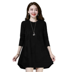 Women's oversize knit  Long Sleeve Crewneck pull over dress long Sweater