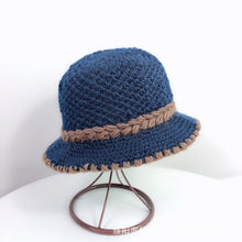 Load image into Gallery viewer, Women Warm Crocheted  Bucket caps two layer fleece lining cloche hats
