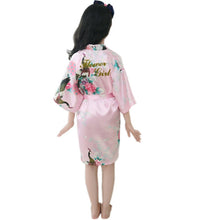 Load image into Gallery viewer, Kid&#39;s Peacock satin Kimono silky nightdress pajama Premium Shower robe
