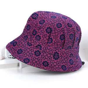 Print Cotton Packable Summer Travel Bucket Beach Sun Hat