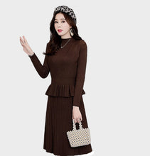 Load image into Gallery viewer, Women&#39;s Mock neck Long Sleeve Tunics long Sweater knitted suit look dresses
