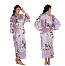 Load image into Gallery viewer, Women&#39;s Oversize Kimono Robe with Peacock and Blossoms Printed Kimono Nightgown
