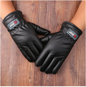 Unisex  Warm  Touch Screen  faux  leather fleece lining Gloves