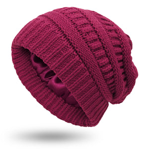 Bonnet chaud en tricot épais pour l'hiver Chapeaux Casquettes unisexes de couleurs unies 