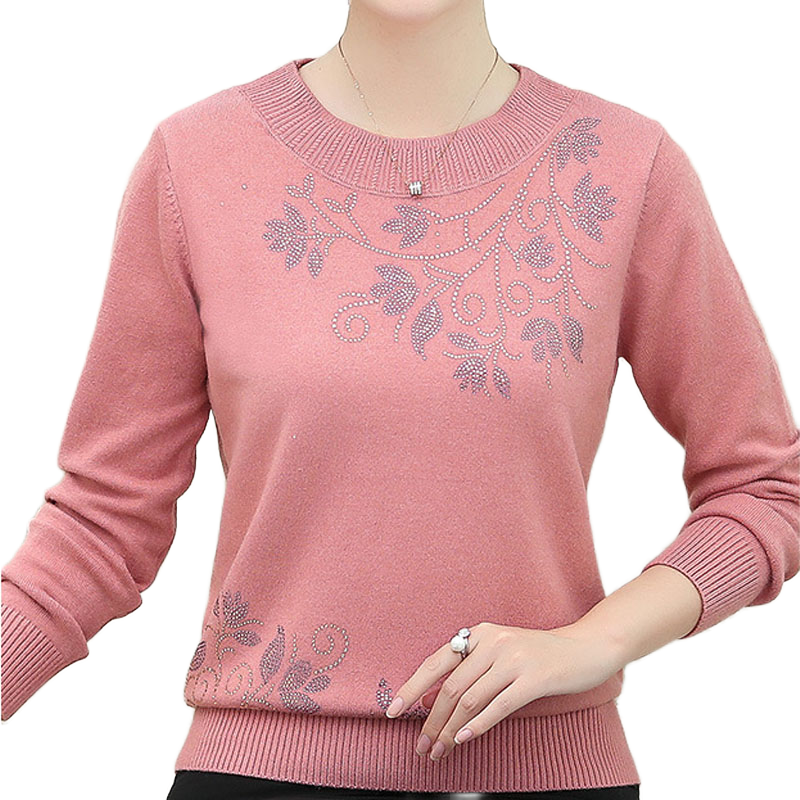 Women's   Crewneck long sleeve  Thin  Solid  sweater knitted loos fit  pullover tops