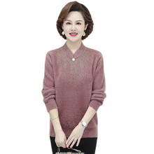 Load image into Gallery viewer, Women&#39;s  Stand Collar Long Sleeve Faux mink fleece knitted  pullover shinny loose thickened sweater
