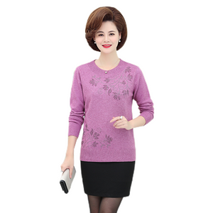 Women's   Crewneck long sleeve  Thin  Solid  sweater knitted loos fit  pullover tops