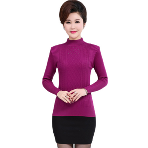 Women’s mock neck long sleeve  slim sweater knitted pullover tops