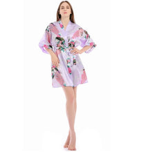 Load image into Gallery viewer, Women&#39;s Kimono short Robe with Peacock and Blossoms Pattern Printed Kimono Nightgown
