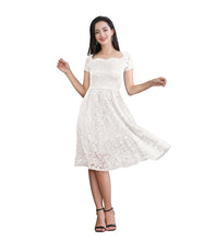 Load image into Gallery viewer, Women&#39;s Square Neck Cap Sleeve  Floral Lace Bridesmaid Short knee length Prom Party Dress
