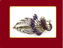 Load image into Gallery viewer, Hair clip， retro rhinestones, peacock hair clips, grab clips, vintage claw clips
